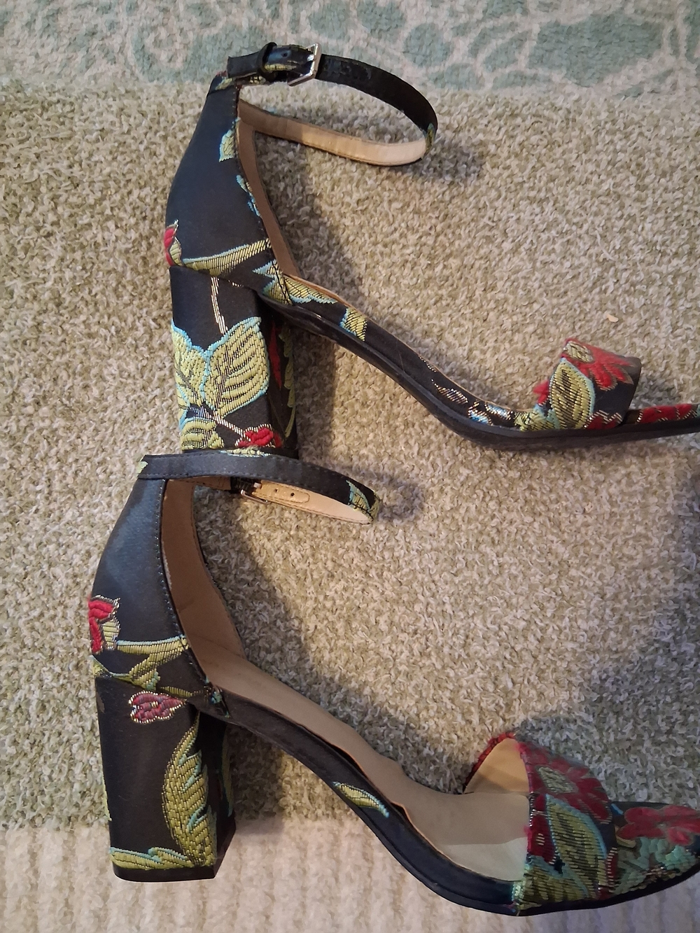 Marc Fisher Embroidered Floral Ankle-Strap Sandals in Multicolor - Picture 4 of 7
